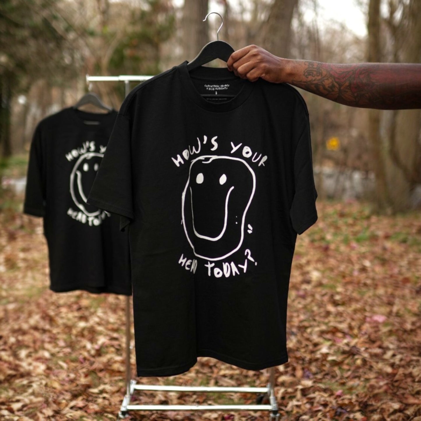 How's Your Head Today? Black/White Oversized Short Sleeve Tee