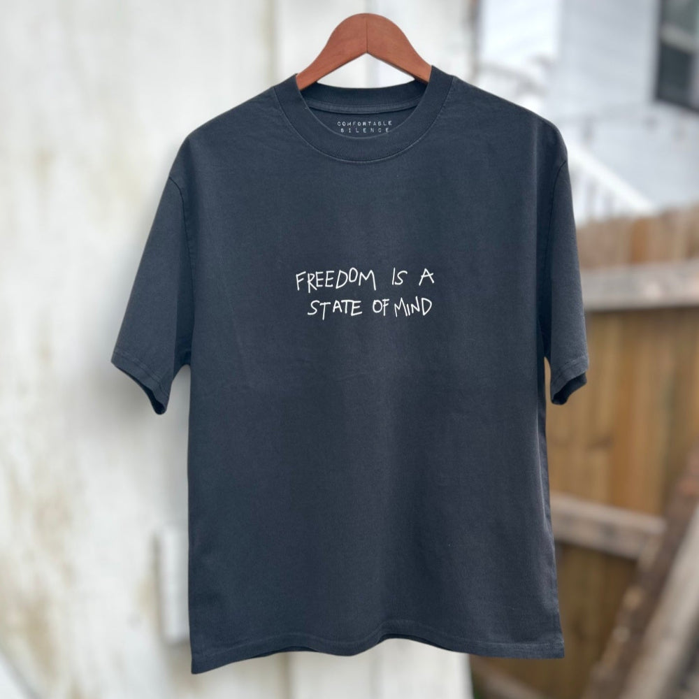 Free Your Mind Heavy Faded Black Oversized Short Sleeve Tee Lifestyle