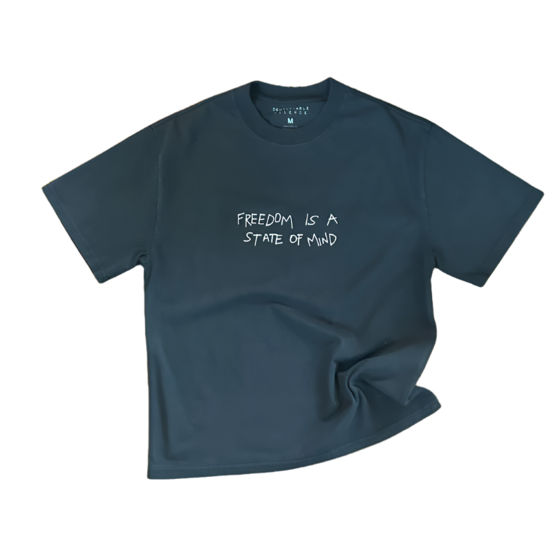 Free Your Mind Heavy Faded Black Oversized Short Sleeve Tee