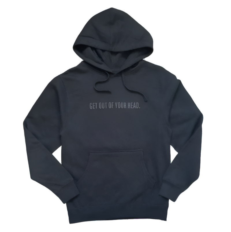 Comfortable Silence. Get Out of Your Head Black Puff Print Staple Hoodie