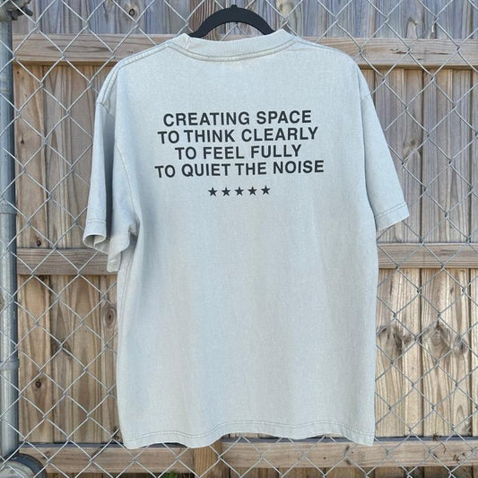 Tune In Drown Out Vintage Grey Oversized Box Short Sleeve Tee