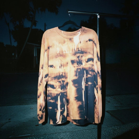 Static 002: Interference – Black Hand-Bleached Long Sleeve Tee (XL)