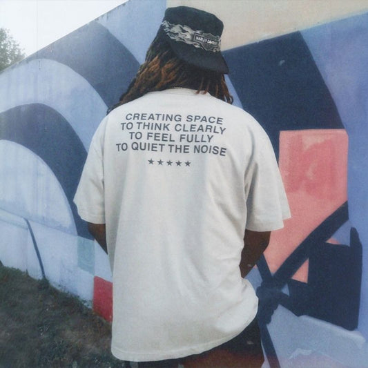 Tune In Drown Out Vintage Grey Oversized Box Short Sleeve Tee