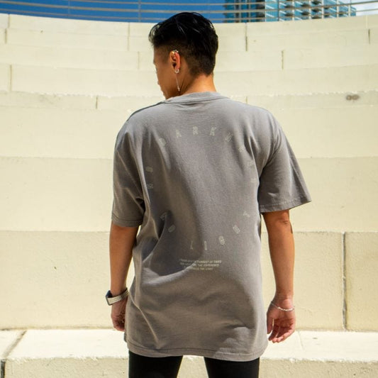 No Darkness, No Light Heavy Faded Grey Oversized Short Sleeve Tee