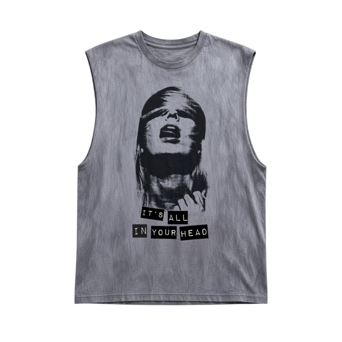 1/1 All in Your Head: Grey Matter: Hand-Dyed Muscle Tank (XXL)
