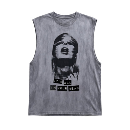 1/1 All in Your Head: Grey Matter: Hand-Dyed Muscle Tank (XXL)