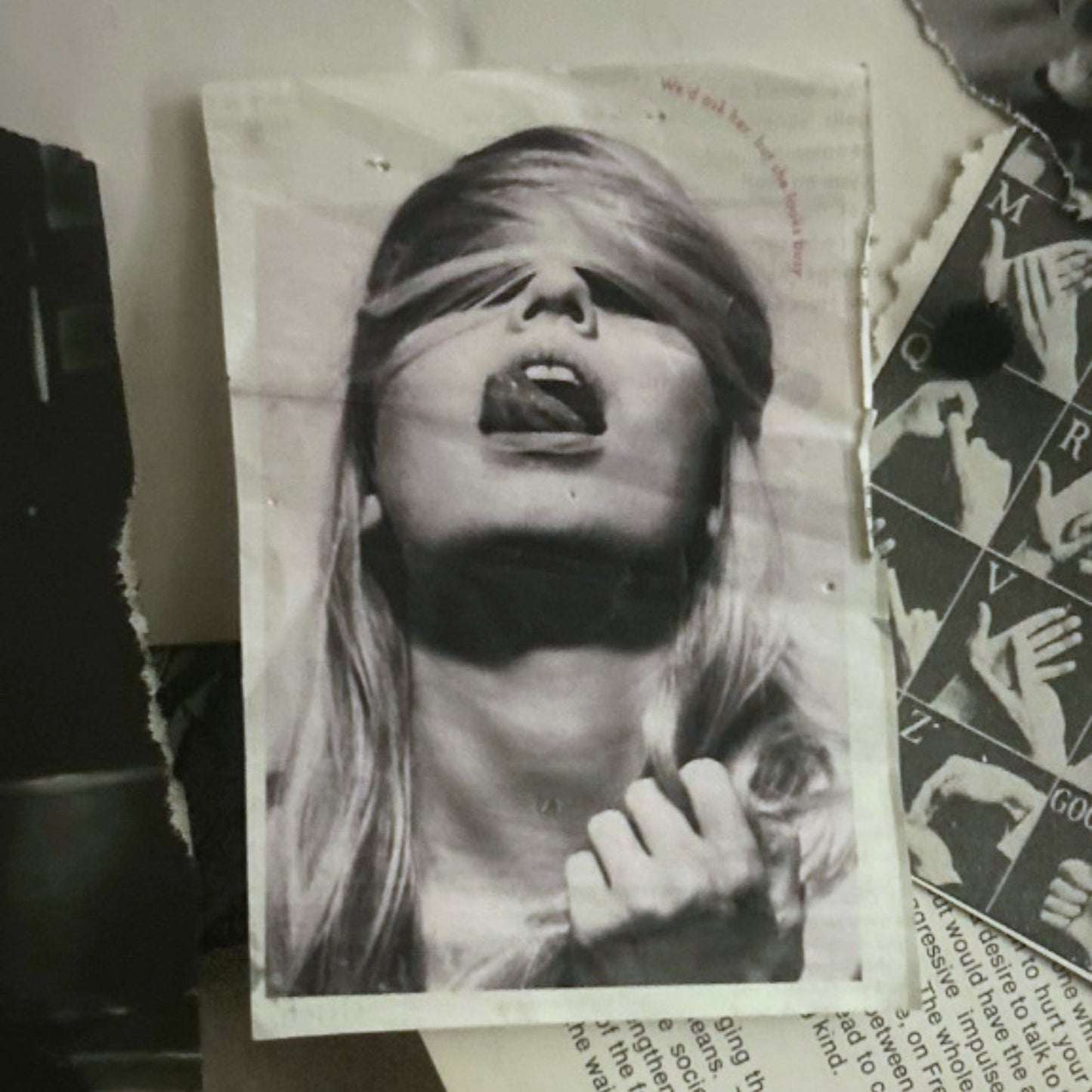 Original journal archive collage inspiration for 1/1 All in Your Head tee design by Comfortable Silence