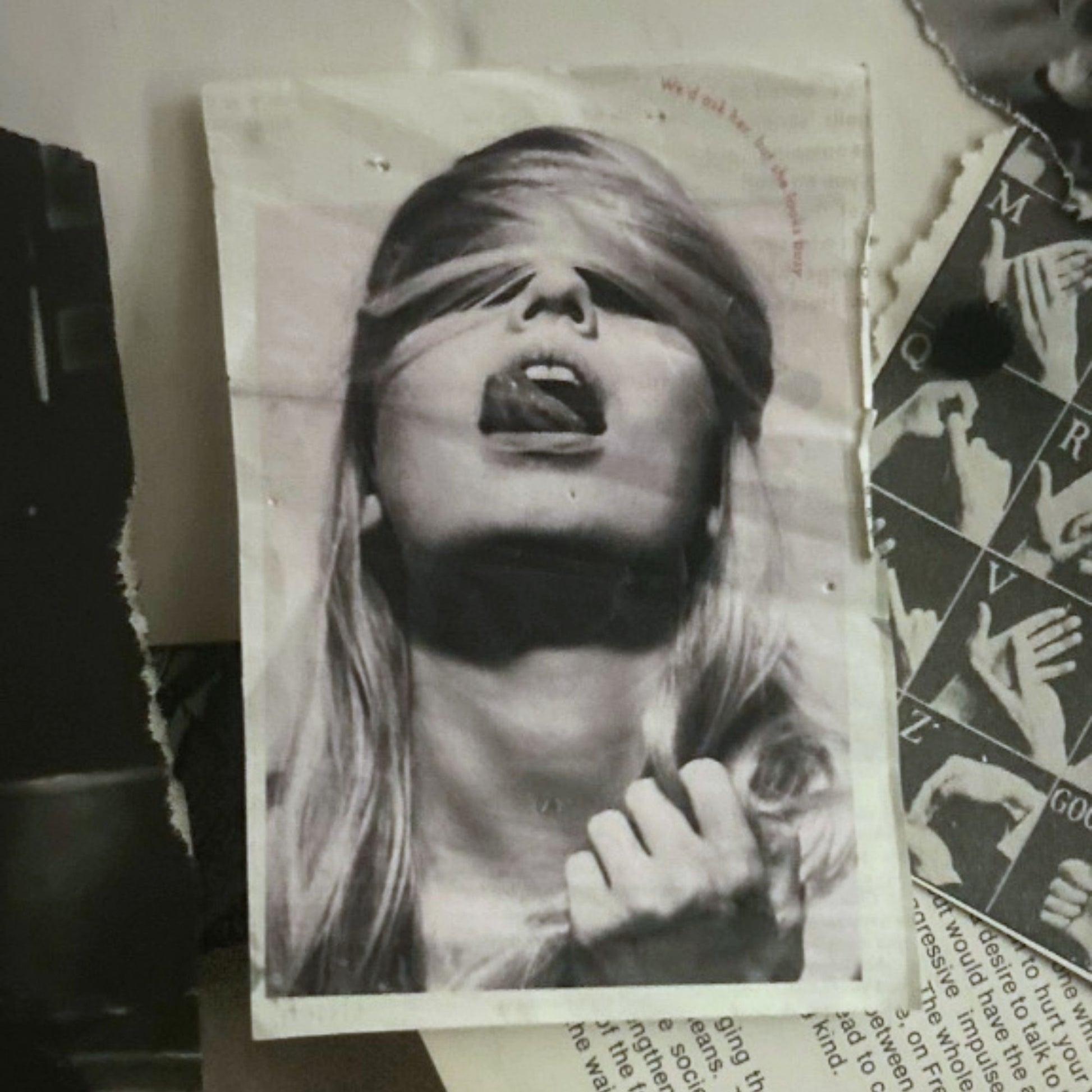 Original journal archive collage inspiration for 1/1 All in Your Head tee design by Comfortable Silence