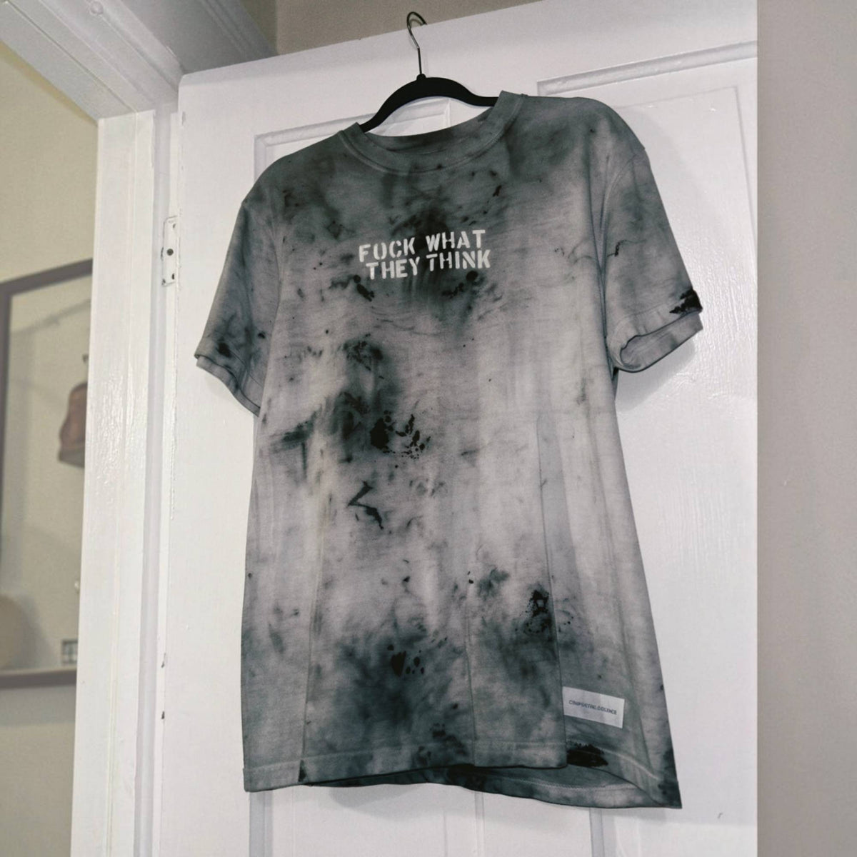 1/1 FCK ’EM: Burnout Wash — Hand-Dyed + Stenciled Short Sleeve Tee (M)