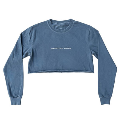 Comfortable Silence Denim Cropped Long Sleeve Tee