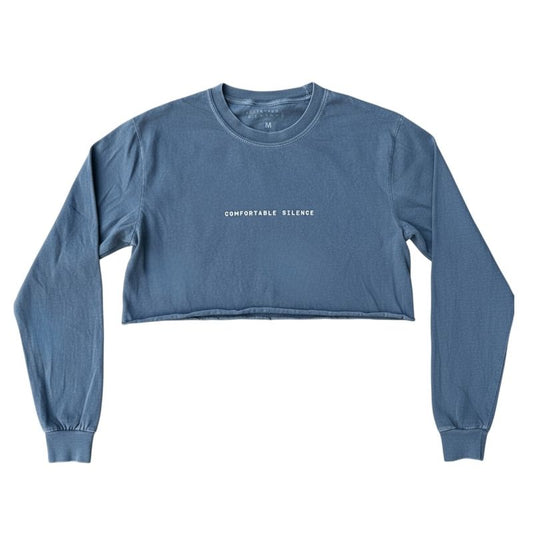 Comfortable Silence Denim Cropped Long Sleeve Tee