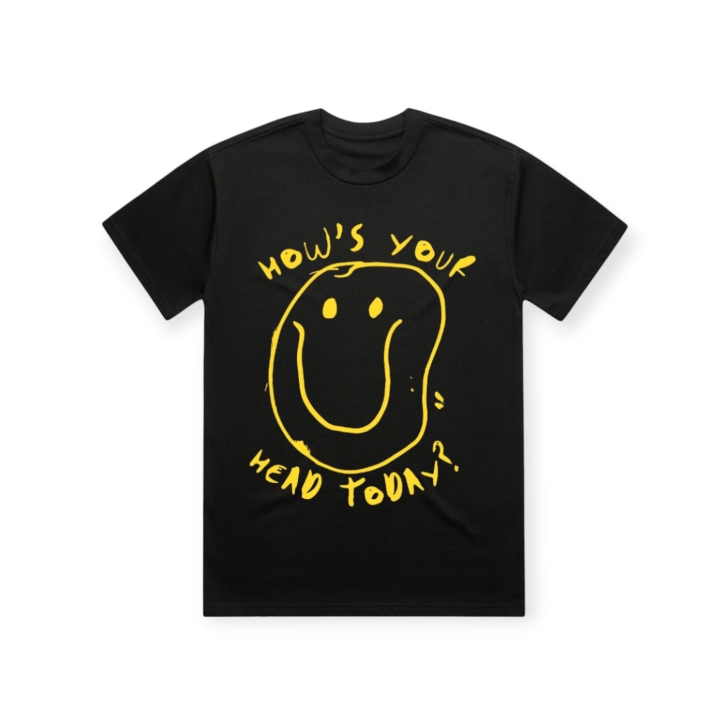 How's Your Head Today? Black/Yellow Oversized Short Sleeve Tee