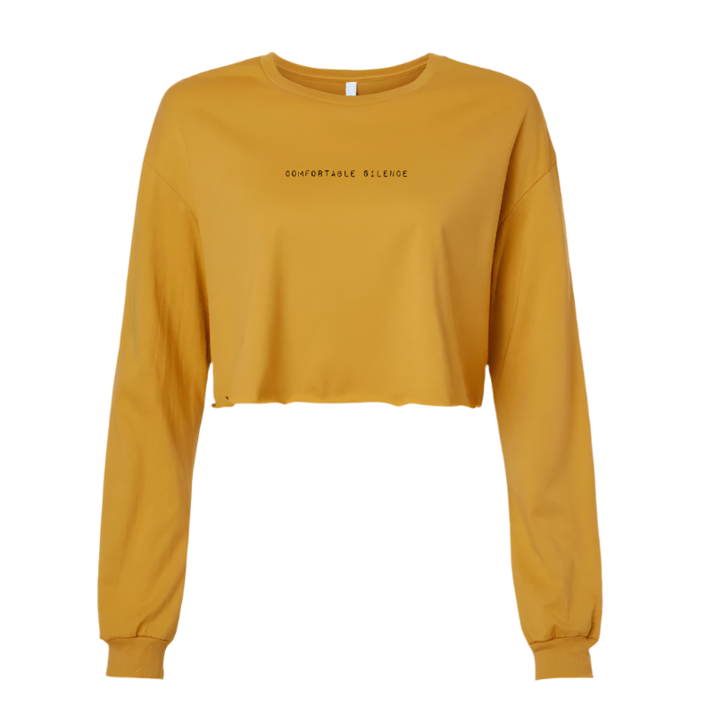 Comfortable Silence Mustard Women's Long Sleeve Crop Tee