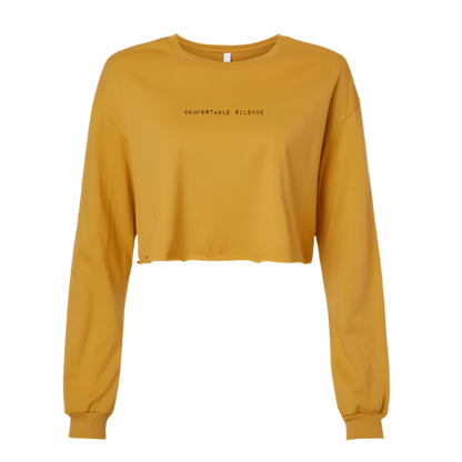 Comfortable Silence Mustard Women's Long Sleeve Crop Tee