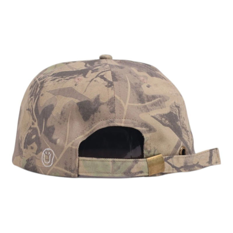 Camouflage-patterned cap on a white background