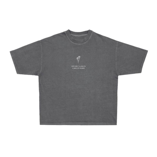 "Worth the Wait" Faded Black Oversized Short Sleeve Tee Front