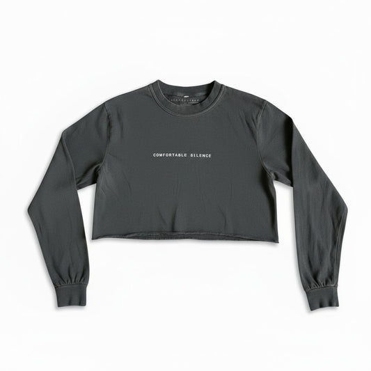 Comfortable Silence Black Cropped Long Sleeve Tee