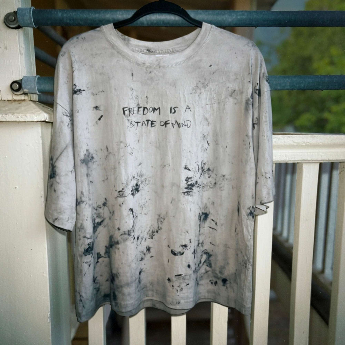 1/1 Free Your Mind: Burnout Wash: Hand-Dyed Drop Crop Short Sleeve Tee (S)
