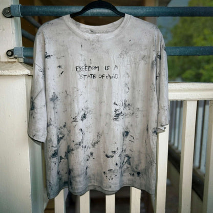 1/1 Free Your Mind: Burnout Wash: Hand-Dyed Drop Crop Short Sleeve Tee (S)
