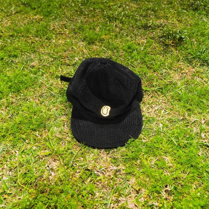 Happy Face Black Corduroy Hat