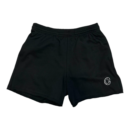 Logo Black Raw Hem Fleece Shorts