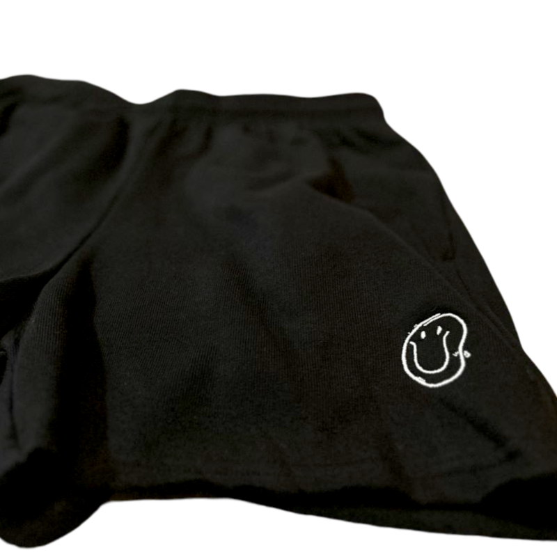 Logo Black Raw Hem Fleece Shorts