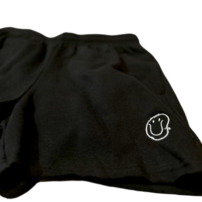 Logo Black Raw Hem Fleece Shorts