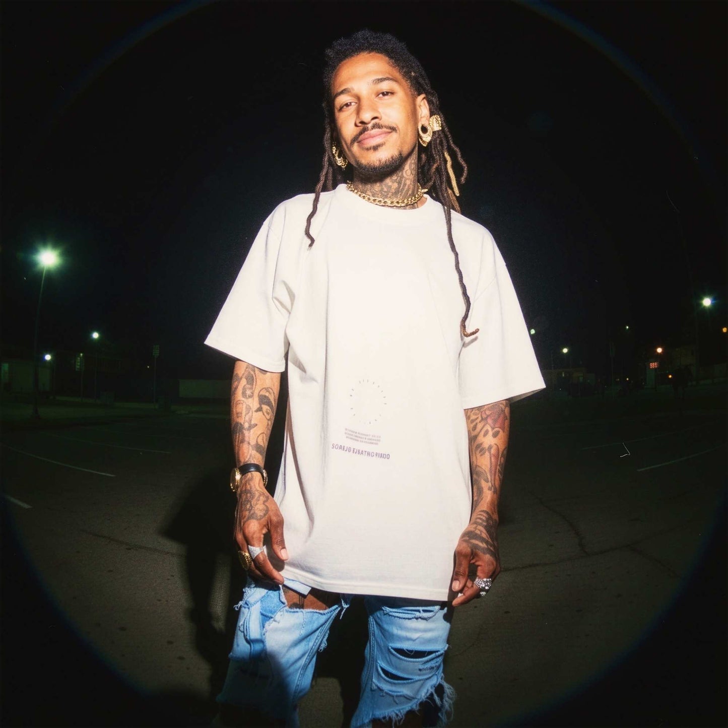 No Darkness, No Light Faded Bone Oversized Short Sleeve Tee