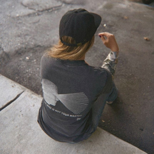 The Chaos Will Fade Vintage Black and Camo Oversized Box Long Sleeve Tee