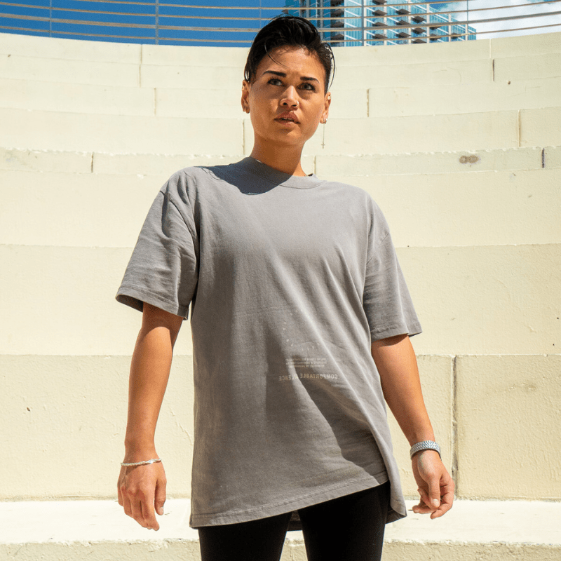 No Darkness, No Light Heavy Faded Grey Oversized Short Sleeve Tee